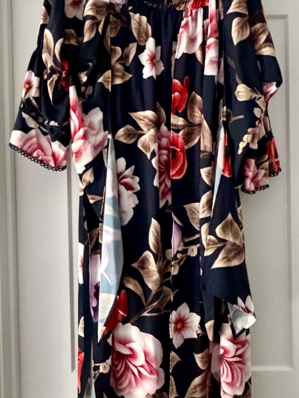Agua Bendita Multicolor Floral Swim Cover with Black Trim